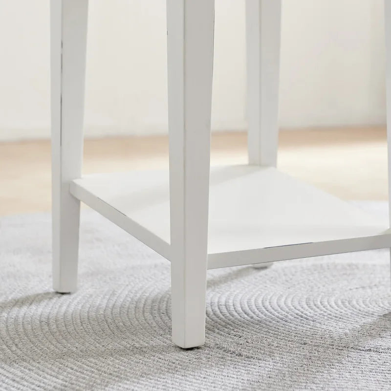One Drawer Square Side Table with Shelf
