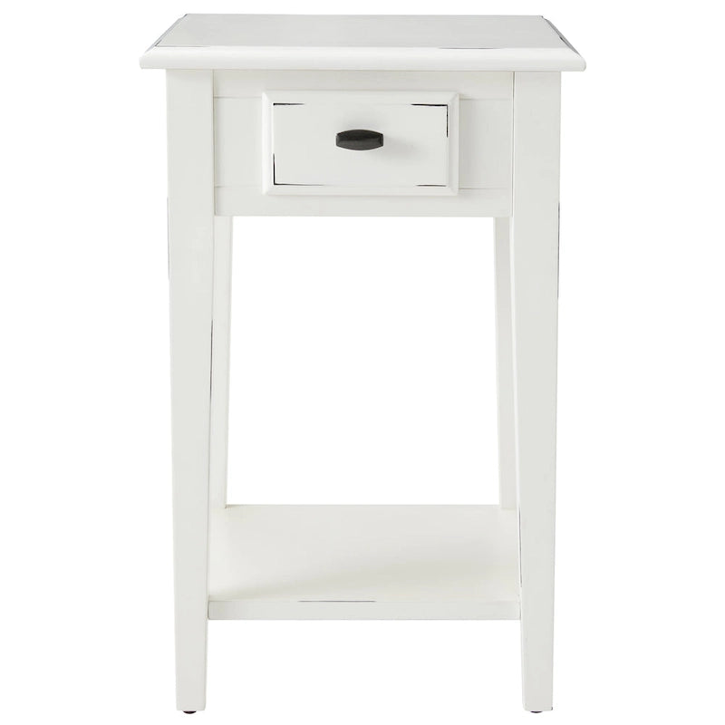 One Drawer Square Side Table with Shelf