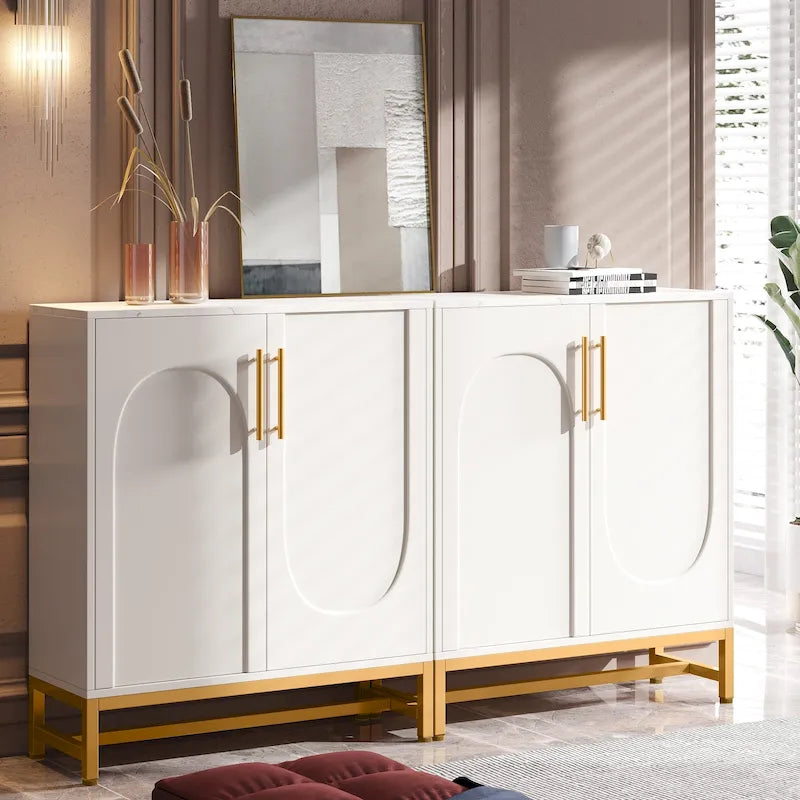 Buffet Bahut avec Rangement, Design Moderne à 4 Portes avec Étagère Réglable