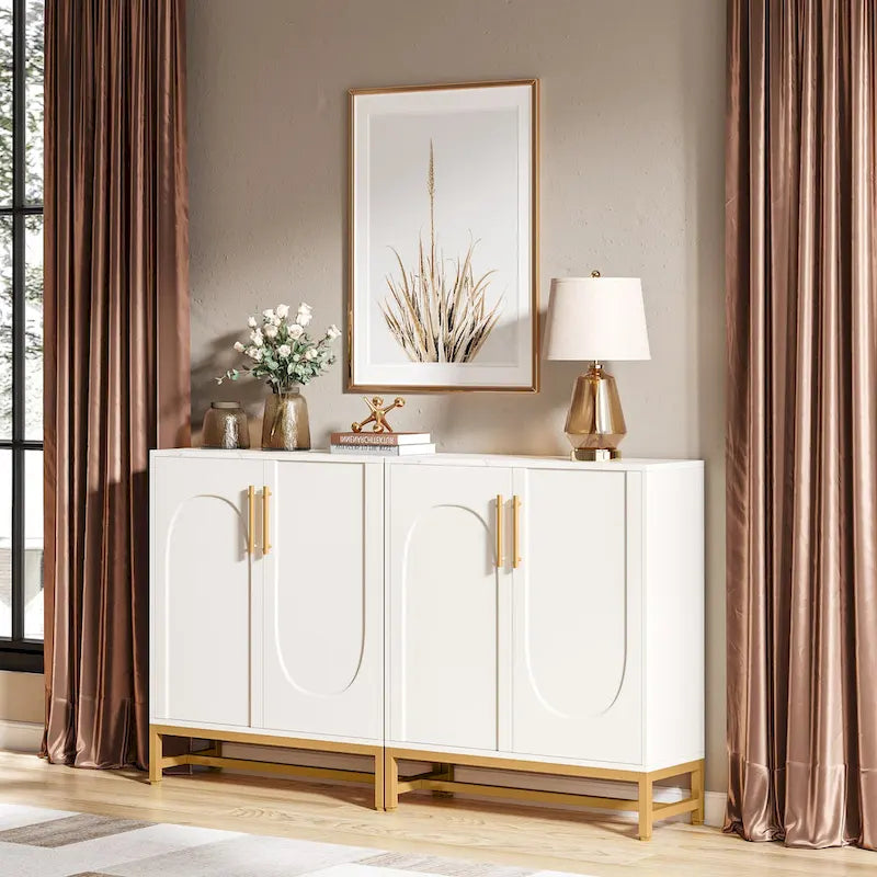 Sideboard Buffet Cabinet with Storage, Modern 4-Door Design with Adjustable Shelf