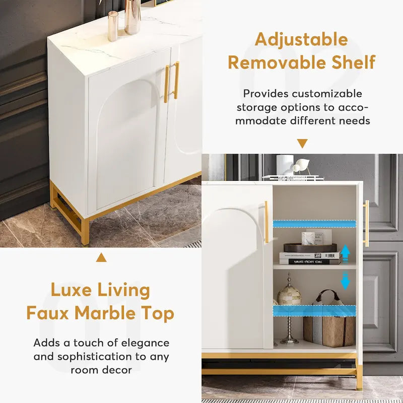 Sideboard Buffet Cabinet with Storage, Modern 4-Door Design with Adjustable Shelf