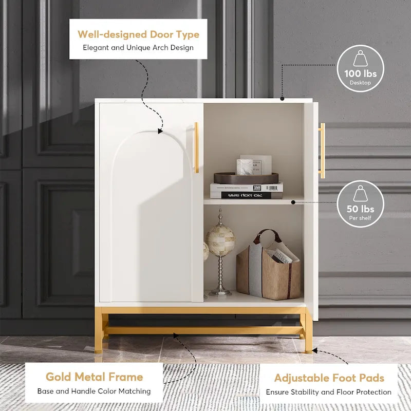 Sideboard Buffet Cabinet with Storage, Modern 4-Door Design with Adjustable Shelf