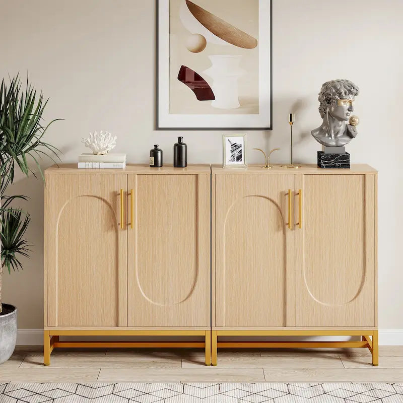 Sideboard Buffet Cabinet with Storage, Modern 4-Door Design with Adjustable Shelf