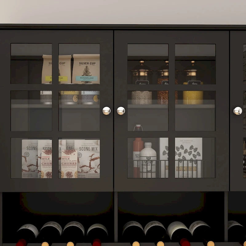 78.9" Pantry Buffet with Hutch Freestanding Kitchen Storage Cabinet