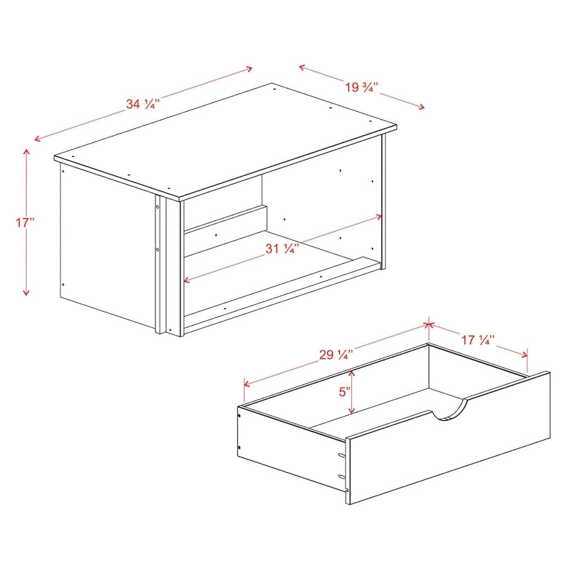 100% Solid Wood 2-Drawer Internal Chest for Wardrobe Armoires