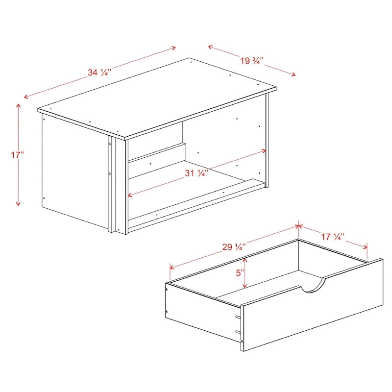 100% Solid Wood 2-Drawer Internal Chest for Wardrobe Armoires