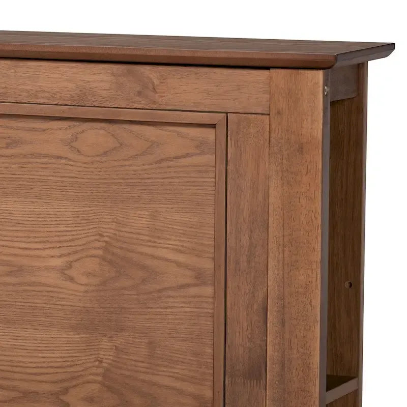 Transitional Rustic Platform Storage Bed with Shelves