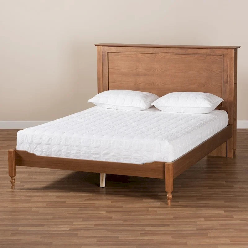 Transitional Rustic Platform Storage Bed with Shelves
