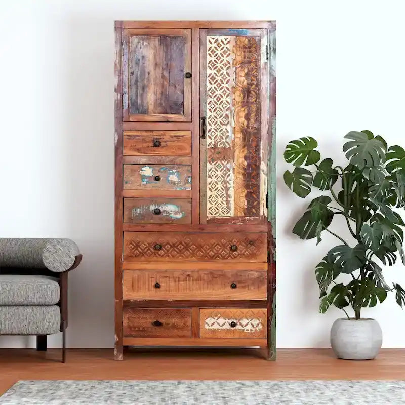 Solid Wood Freestanding Wardrobe Cabinet