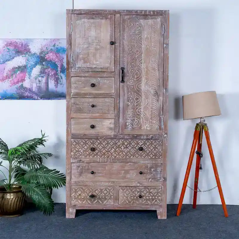 Solid Wood Freestanding Wardrobe Cabinet
