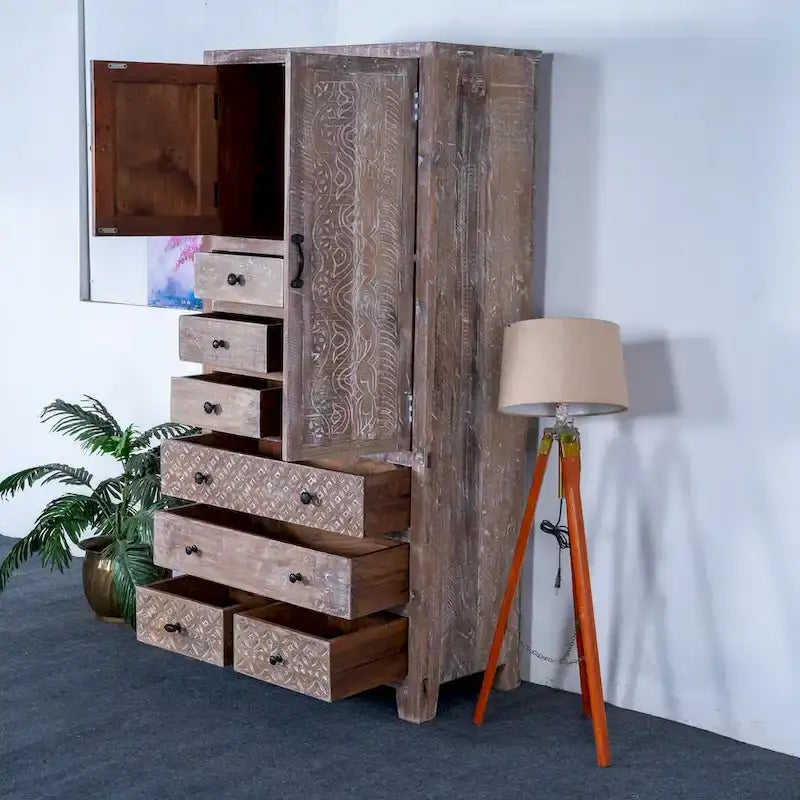 Solid Wood Freestanding Wardrobe Cabinet