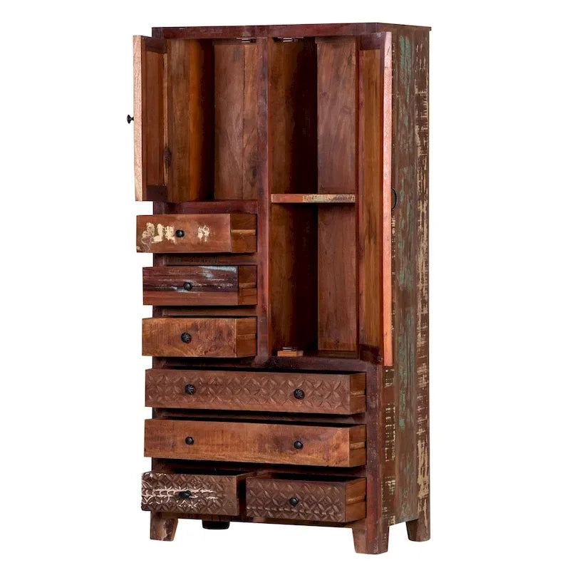 Solid Wood Freestanding Wardrobe Cabinet