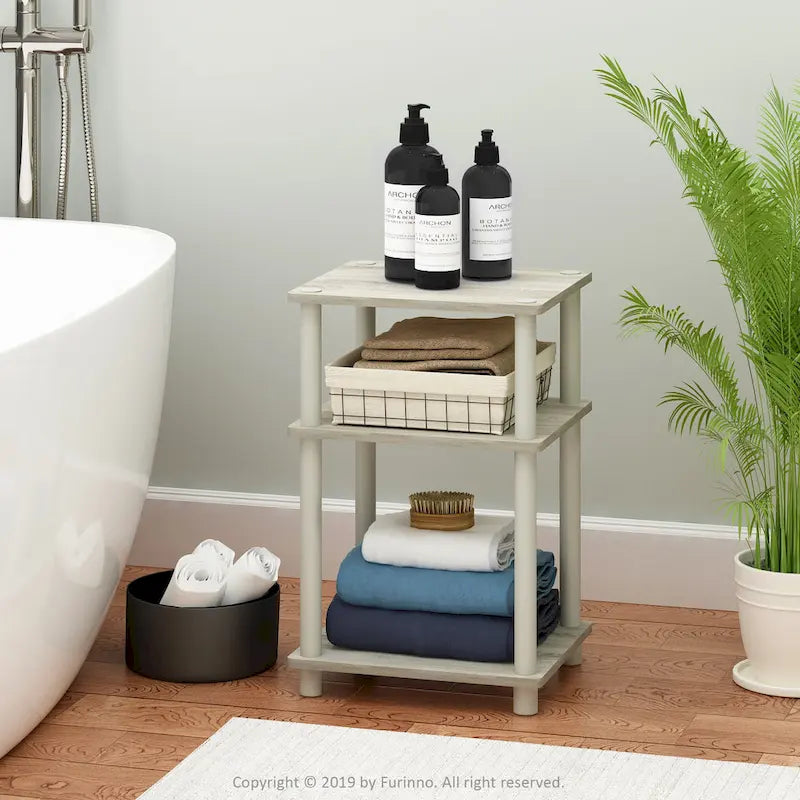 3-Tier End Table, Sonoma Oak/White