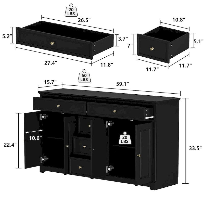 Modern Lacquered Dresser Sideboard Storage Cabinet
