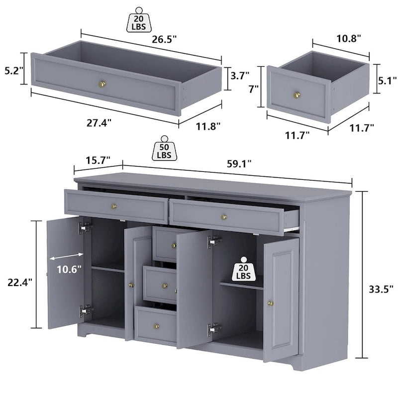 Modern Lacquered Dresser Sideboard Storage Cabinet