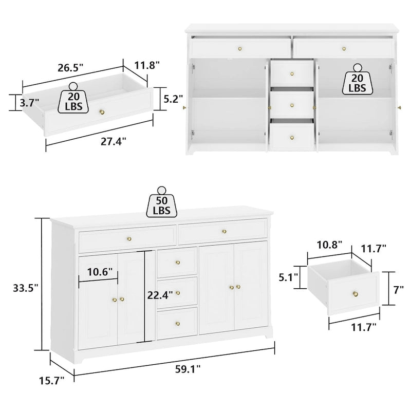 Modern Lacquered Dresser Sideboard Storage Cabinet