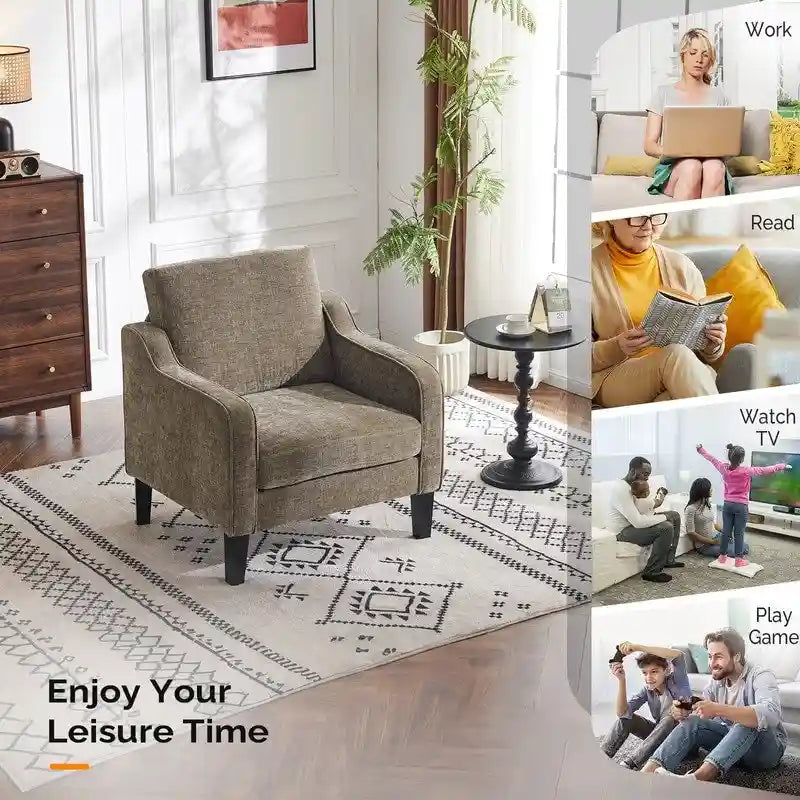Mid Century Modern Fabric Accent Chair