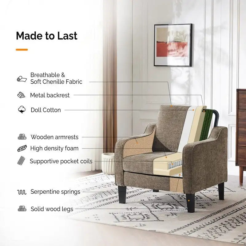 Mid Century Modern Fabric Accent Chair