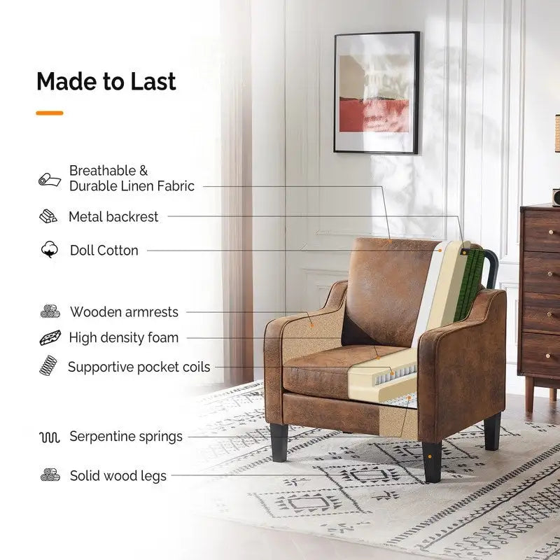 Mid Century Modern Fabric Accent Chair