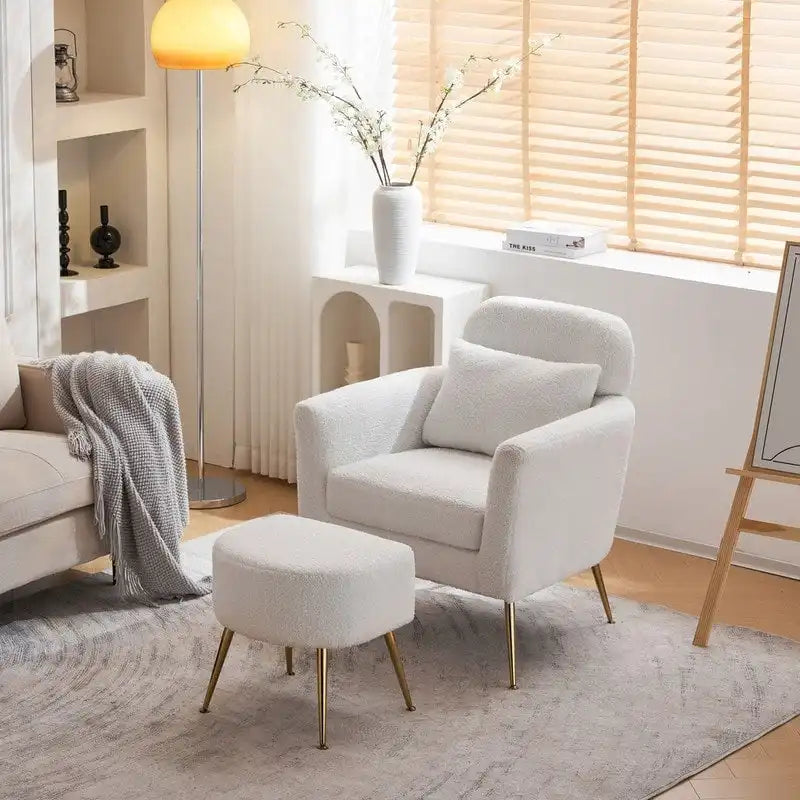 Upholstered Accent Chair with Gold Legs, Indoor Leisure Chair