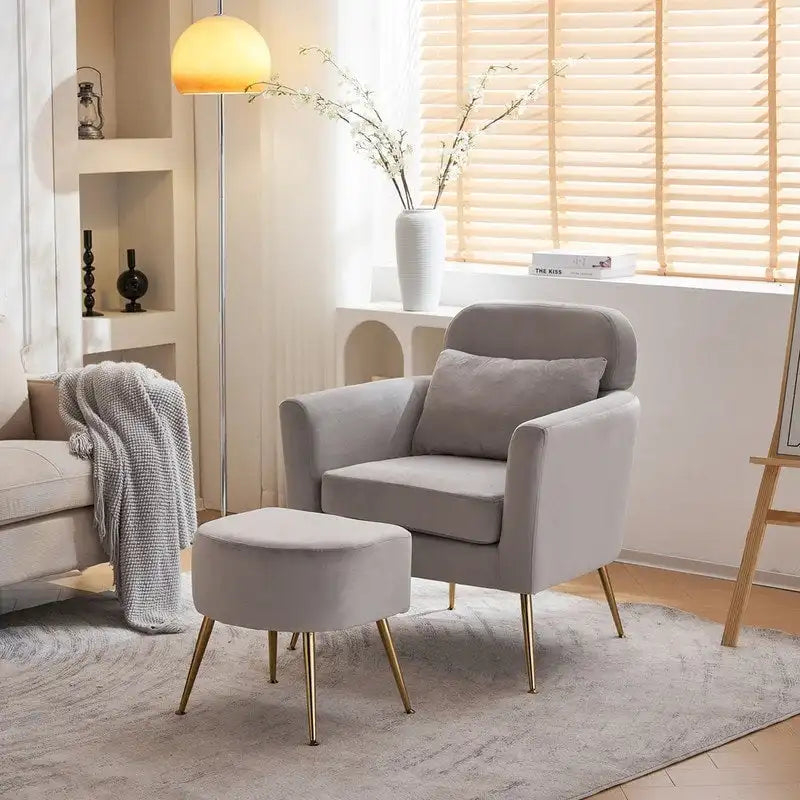 Upholstered Accent Chair with Gold Legs, Indoor Leisure Chair