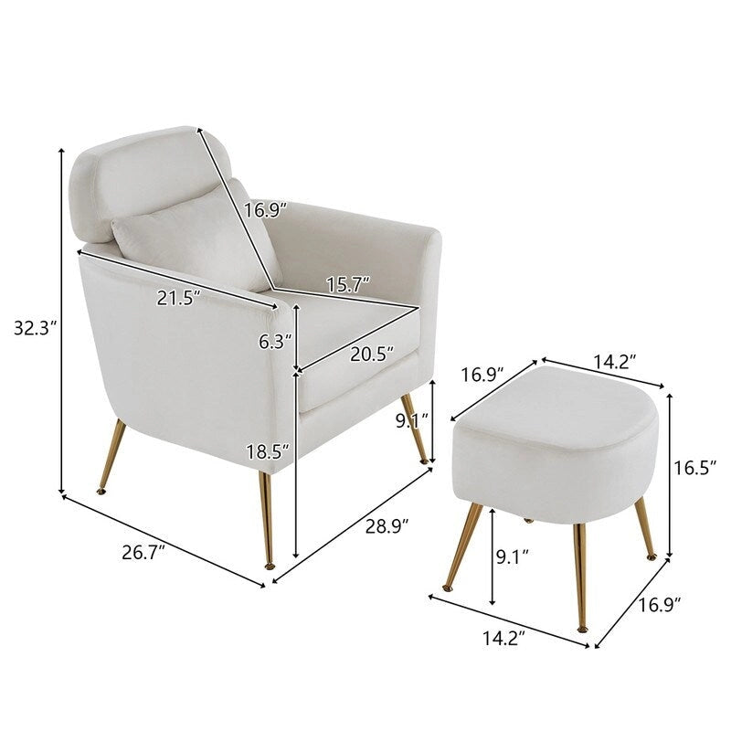 Upholstered Accent Chair with Gold Legs, Indoor Leisure Chair