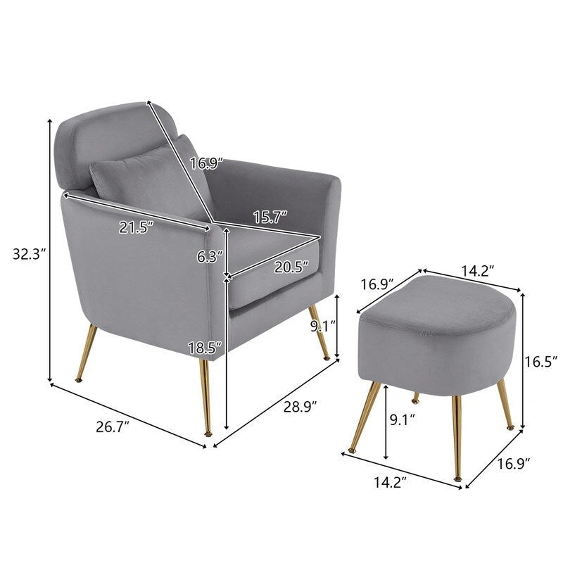 Upholstered Accent Chair with Gold Legs, Indoor Leisure Chair