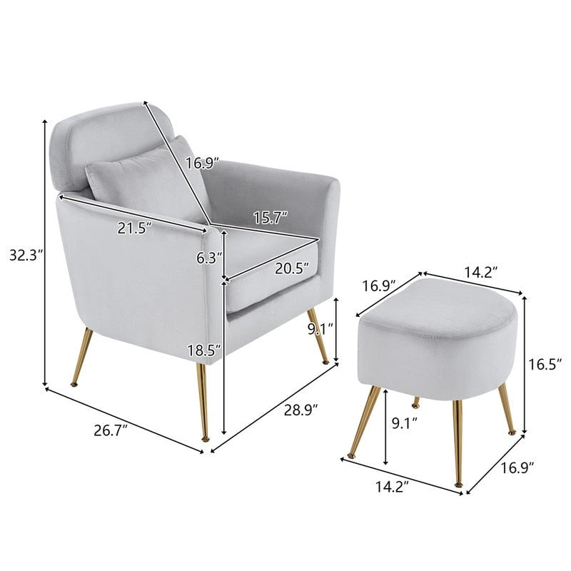 Upholstered Accent Chair with Gold Legs, Indoor Leisure Chair