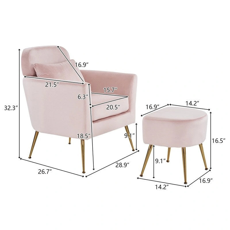 Upholstered Accent Chair with Gold Legs, Indoor Leisure Chair
