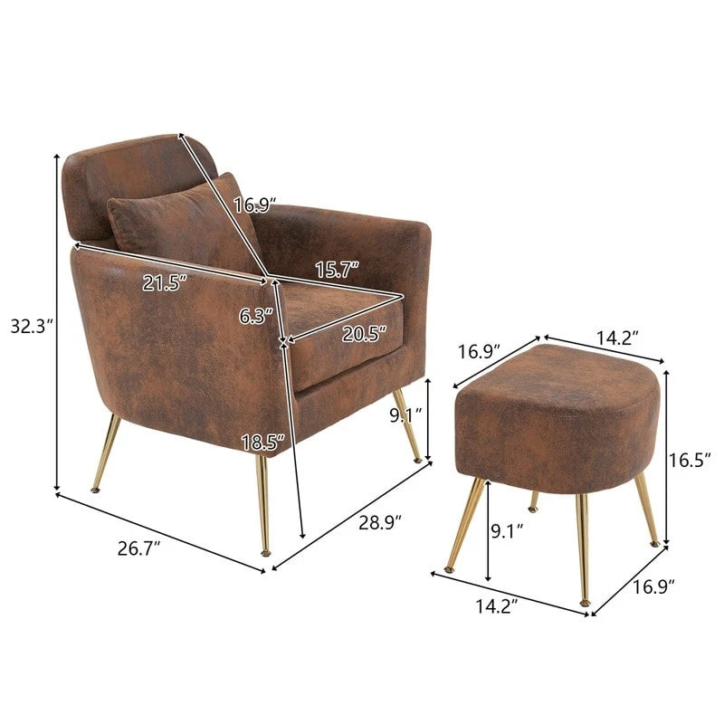 Upholstered Accent Chair with Gold Legs, Indoor Leisure Chair