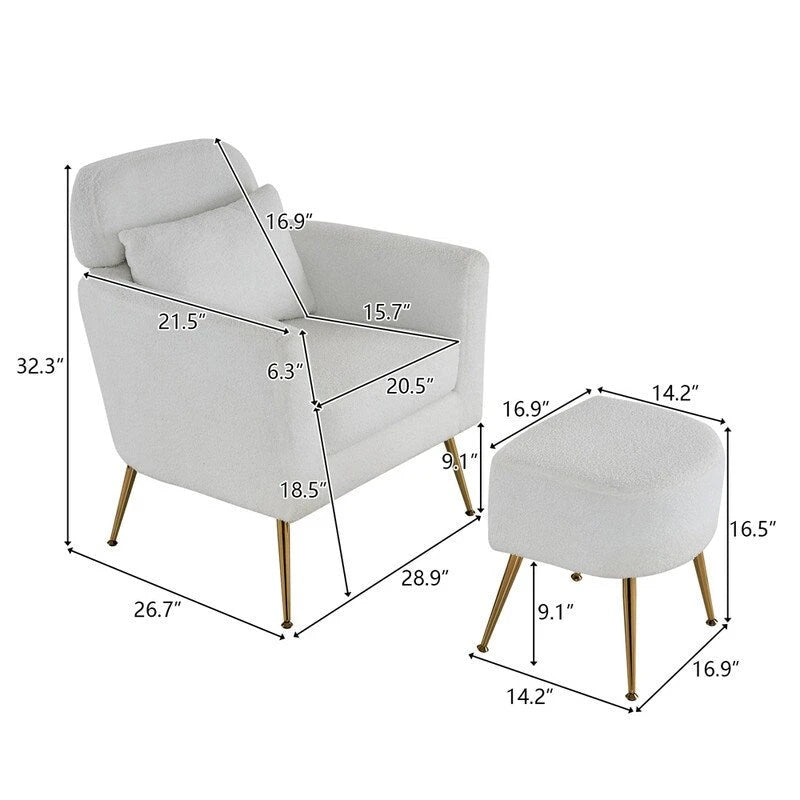 Upholstered Accent Chair with Gold Legs, Indoor Leisure Chair