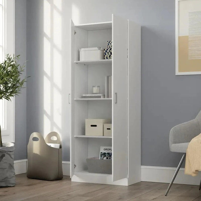 White 60" Double Door Storage Cabinet