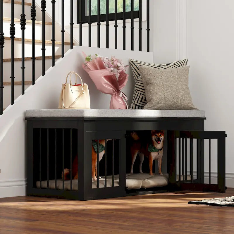 Wooden Dog Crate & Home Bench - 47.2"