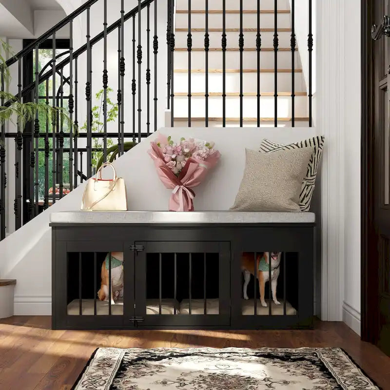 Wooden Dog Crate & Home Bench - 47.2"
