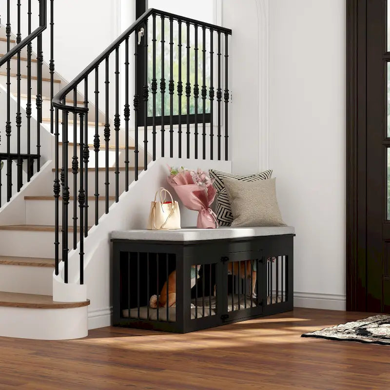 Wooden Dog Crate & Home Bench - 47.2"