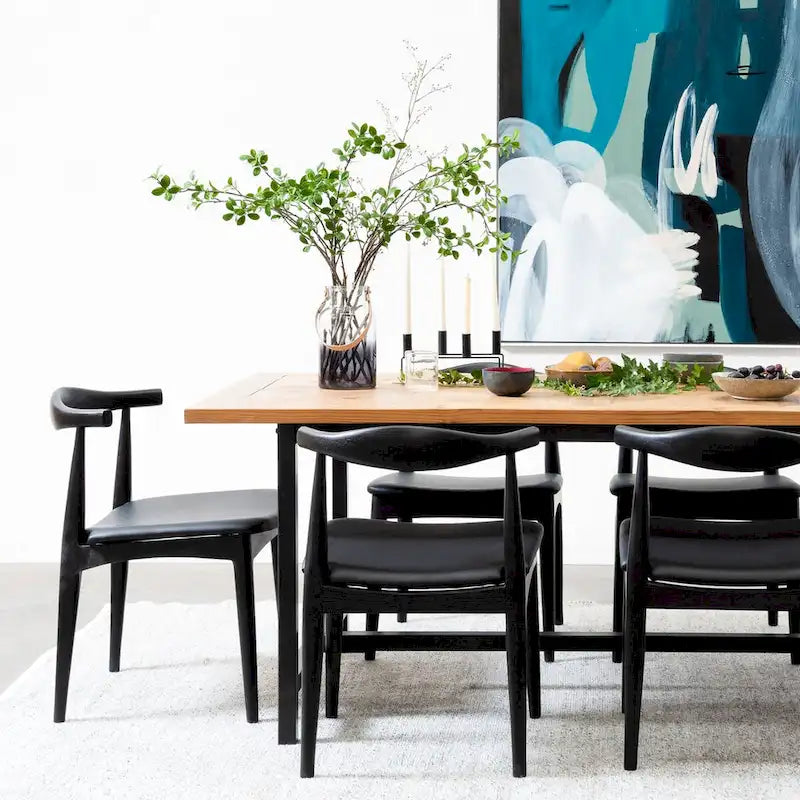 Wood Dining Chairs with PU Leather or Fabric Cushion Seat