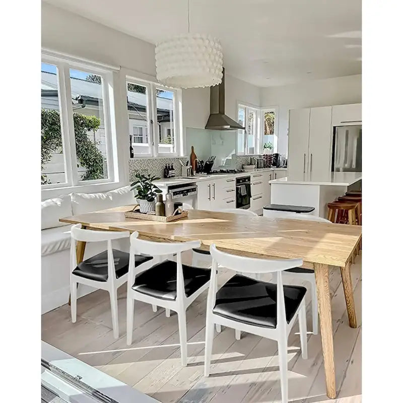 Wood Dining Chairs with PU Leather or Fabric Cushion Seat