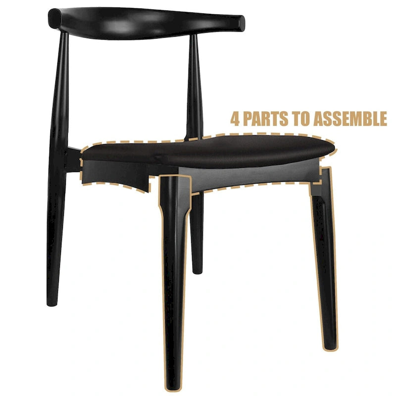 Wood Dining Chairs with PU Leather or Fabric Cushion Seat