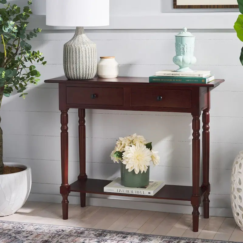 Grey 2-Drawer Console Table - 38W x 13D x 32H