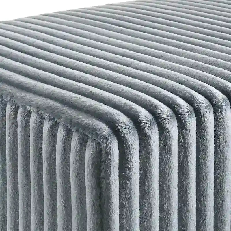 Wide Wale Corduroy Upholstery Panel Bed with 2 Nightstands and Bench, Blue