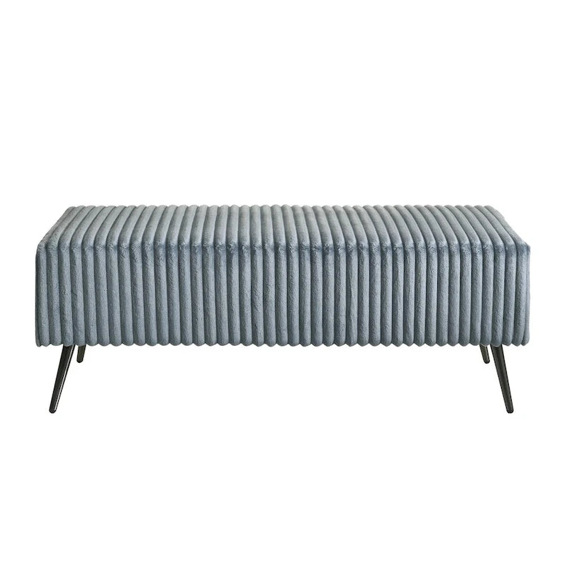 Wide Wale Corduroy Upholstery Panel Bed with 2 Nightstands and Bench, Blue