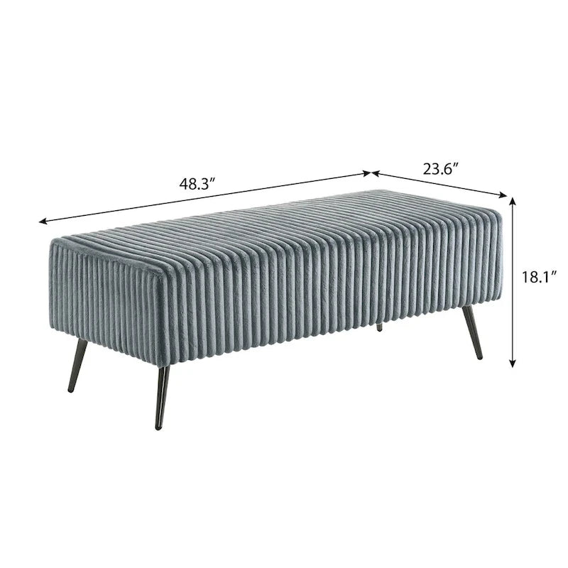Wide Wale Corduroy Upholstery Panel Bed with 2 Nightstands and Bench, Blue
