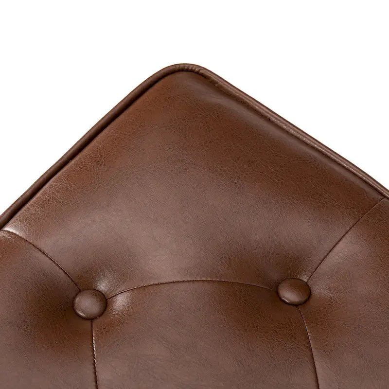 22" Mid-Century PU Leather Tufted Ottoman Foot Stool