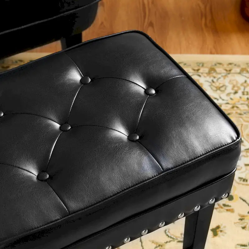 22" Mid-Century PU Leather Tufted Ottoman Foot Stool