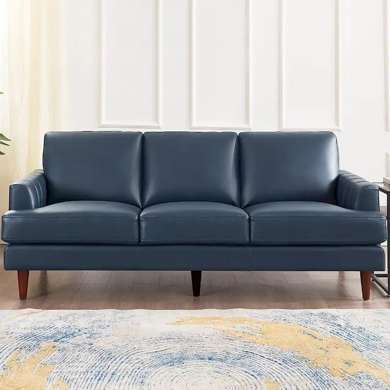 Top Grain Leather Sofa with Feather, Memory Foam and Springs