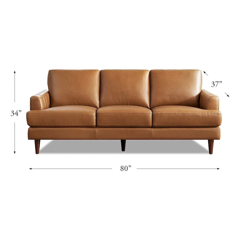 Top Grain Leather Sofa with Feather, Memory Foam and Springs