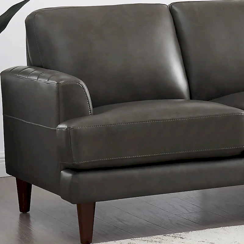 Top Grain Leather Sofa with Feather, Memory Foam and Springs