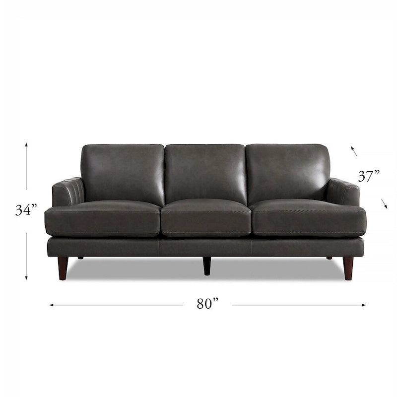 Top Grain Leather Sofa with Feather, Memory Foam and Springs