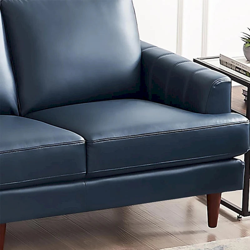 Top Grain Leather Sofa with Feather, Memory Foam and Springs