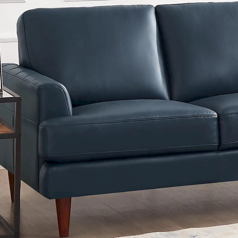 Top Grain Leather Sofa with Feather, Memory Foam and Springs